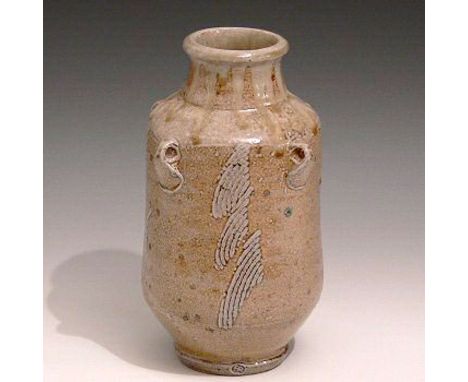 Phil Rogers (b.1951)  Albarello jar  combed decoration  impressed potter's seal  25.5cm high.