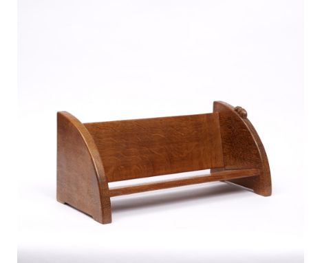 Robert Thompson of Kilburn (1876-1955) Mouseman book trough  oak  carved mouse 45.8cm across.