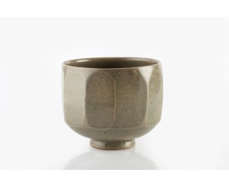 David Leach (1911-2005) at Lowerdown Pottery Bowl celadon with cut sides impressed potter's and pottery seals 12cm high, 14.5