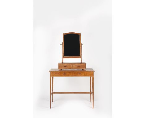 Peter Waals (1870-1937) Dressing table swing mirror walnut over two fitted drawers  on shaped feet 78.5cm high, 57cm across, 