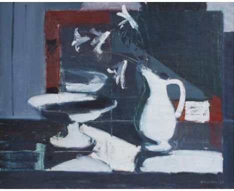 Brian Ballard (b.1943) Lilies and Mirror, 1988 signed and dated oils on canvas 60cm x 75cm.
