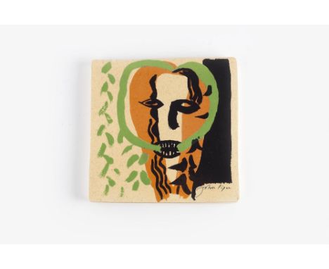 John Piper (1903-1992) for the Fulham Pottery Tile, 1983 stamped pottery mark made for The Tate Gallery 16cm x 16cm.