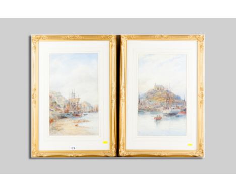 M CROSSE watercolours, a pair - harbour scenes 'Mevagissey, St Austell', signed and 'Lantern Hill, Ilfracombe', signed, each 