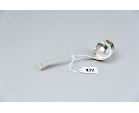 A Georgian silver sauce ladle with plain tapered handle, 1.5 ozs, London 1806