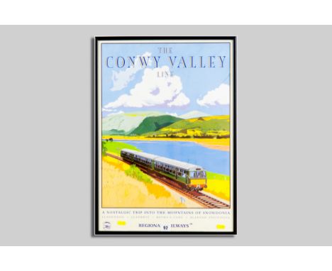 A compact colourful poster for the Conwy Valley Line by the artist DAVID GROSVENOR, 58 x 40 cms