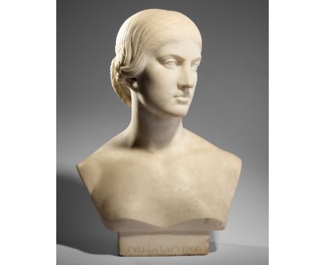 After John Gibson, British, 1790-1866, a marble of Grazia the Girl from Capua, entitled 'Grazia Pvella Capvensis', carved wit