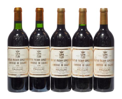 1990 / 2012 Mixed Lot of Château Pichon-Longueville 2eme Cru Classé, Pauillac, Bordeaux, comprising: 1990 'Comtesse de Laland