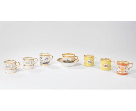 Six English porcelain coffee-cans, c.1805-20, comprising; a pair of Worcester Barr Flight and Barr coffee-cans, impressed cro