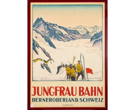 Emil Cardinaux, Swiss, 1877-1936, Jungfrau Bahn, lithograph, 1919, 127 x 90cmProvenance: Christie's, London, Annabel's, 20 No