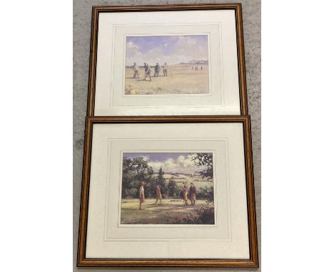 A pair of framed and glazed golfing scene prints by Manuscript from the 1050 series. Each frame approx. 36 x 41cm.  