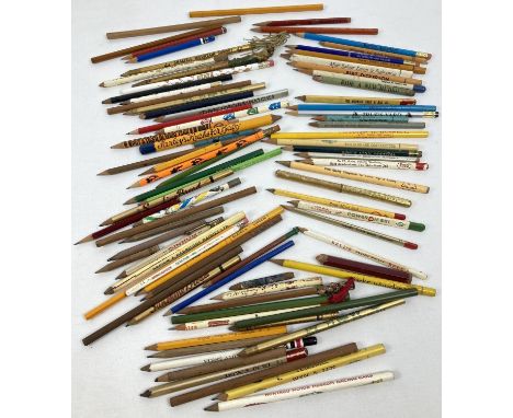 A collection of vintage advertising pencils in used and unused condition, some of local interest. Example include E.W. Reeve 
