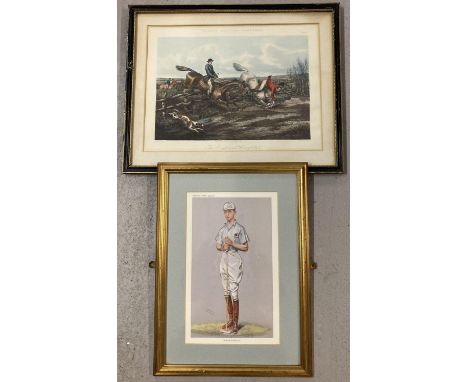A gilt framed Vanity Fair print of early 20th century polo player Walter S. Buckmaster. Together with a coloured engraving, F