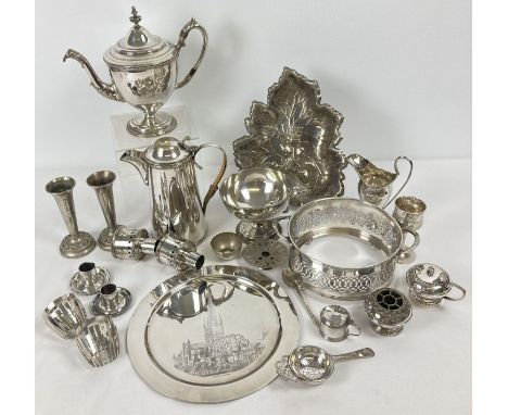 A box of assorted vintage silver plated items.  