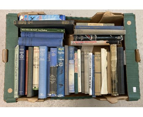 A box of assorted vintage military related books, mostly relating to aircraft. To include: Elementary Handbook of Aircraft En