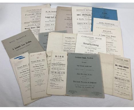A collection of vintage and antique property auction catalogues. Mostly from Thos. Wm Gaze &amp; Son, Diss. Dating from 1910 