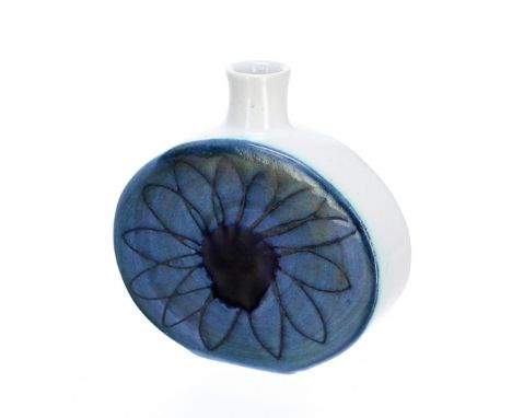 Troika Pottery perfume bottle, bearing the St Ives factory trident mark, 2.75" high