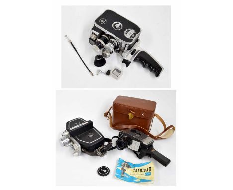 Bolex Paillard D8L Cine Camera, serial no. 874510, made in Switzerland, with three Kern Paillard lanses, in fitted leather Bo