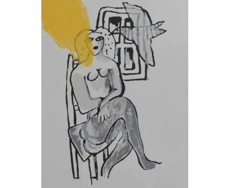 •Corneille-Guillaume Cornelius Van Beverloo (1922-2010) - seated female nude with a bird by a window, signed artists proof, l