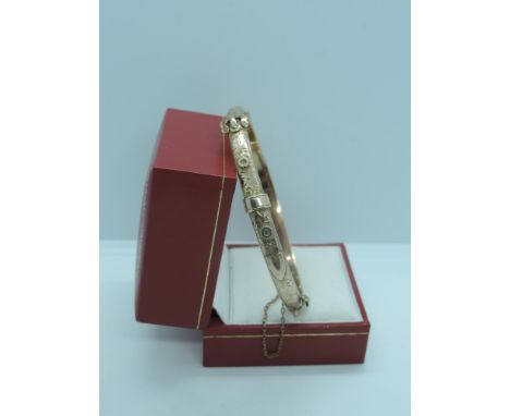 9ct Rose Gold Buckle Bangle - Birmingham Hallmarked - 7gms 