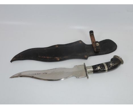 Indian Horn Handled Dagger in Scabbard 