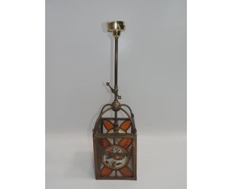 Victorian Converted Brass and Glass Hall Lantern 