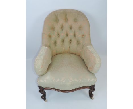 Victorian Upholstered Button Backed Tub Chair 