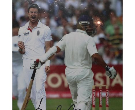 James Anderson (Lancashire and England cricket), signed publicity shot photograph, 20 x 25 cm. POSTAGE EXCLUDING FRAME: P&amp