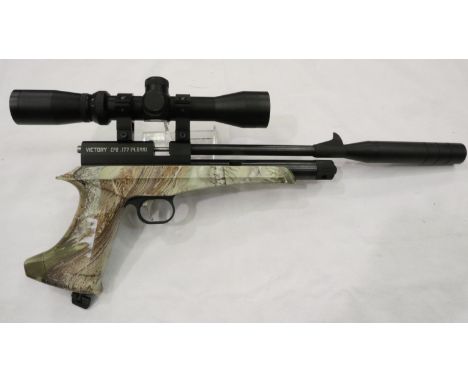 Victory CP2 .177 air pistol with scope and custom stock. P&amp;P Group 2 (£18+VAT for the first lot and £3+VAT for subsequent