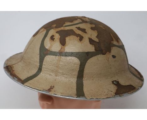 WWII British MKII Brodie helmet painted in Malta camouflage. P&amp;P Group 2 (£18+VAT for the first lot and £3+VAT for subseq