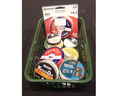 Mixed tins of .22 air pellets, mostly unopened (9). P&amp;P Group 2 (£18+VAT for the first lot and £3+VAT for subsequent lots