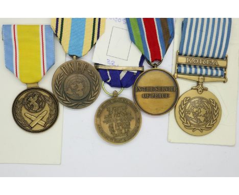 Five UN and UNEF medals. P&amp;P Group 1 (£14+VAT for the first lot and £1+VAT for subsequent lots) 