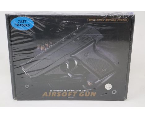 New old stock airsoft pistol, model V7, silver grey, boxed and factory sealed. P&amp;P Group 2 (£18+VAT for the first lot and