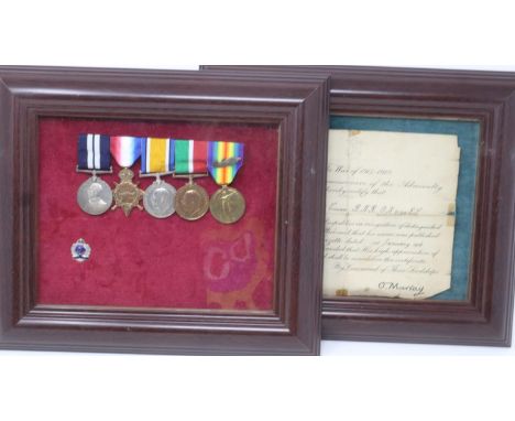 British WWI DSM medal group to Engineman Fred Cowan RNR, comprising Distinguished Service medal, Mercantile Marine, BWM and V