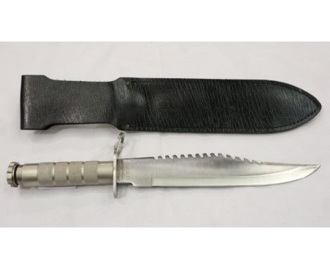 Anglo Arms sawback bayonet with leather scabbard. P&amp;P Group 2 (£18+VAT for the first lot and £3+VAT for subsequent lots) 