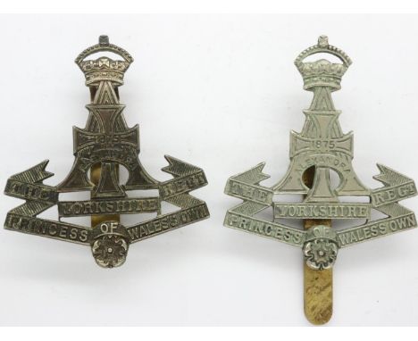 The Green Howards, two WWI cap badges of the Yorkshire Regiment, one by Gaunt (2). P&amp;P Group 1 (£14+VAT for the first lot
