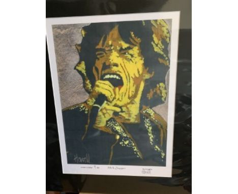 THE ROLLING STONES - MICK JAGGER AND KEITH RICHARDS. 2 X LIMITED EDITION PRINTS    By Artist Paul Howell - each one signed an