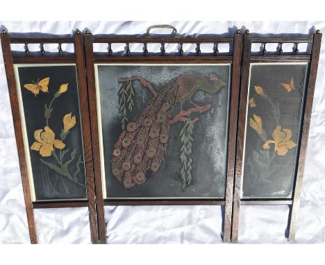 Early 20thC three fold fire screen