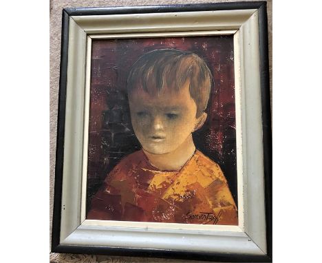 Oil on canvas portrait of a young boy by Michel Sementzeff signed lower right inscribed obverse
