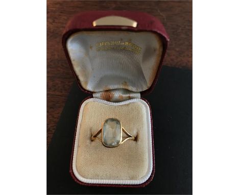 22ct aquamarine set ring size Q/R