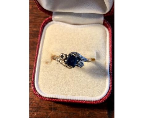 18ct gold and platinum sapphire and diamond ring P