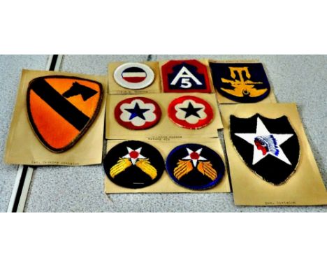 A collection of eight American Patches  Army and Air Forces patches, includes two Air forces, 2nd Division, two Service Force