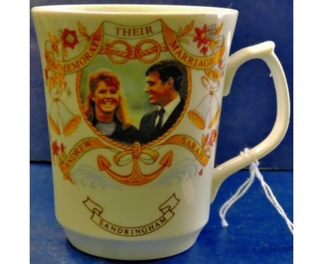Prince Andrew and Sarah Ferguson Souvenir Mug  Marriage 23rd July 1986.  Nice item.