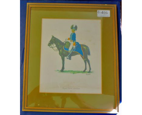 Napoleonic Period Uniforms of the British Army (6) Prints Including: Royal Horse Artillery 1811, Royal Scots Greys 1815, 12th