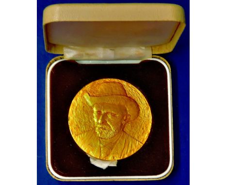 Medal - Van Gogh Museum, Amsterdam  In case.  Edge inscribed 'Office Geopend 2-6-1976'.  Nice engraved portrait the painter. 
