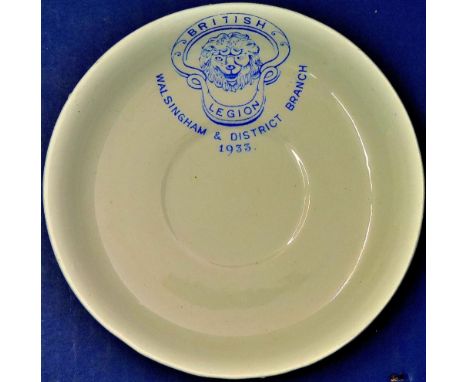 British Legion - Walsingham & District Branch 1933  Small dish (saucer?).  Nice item.