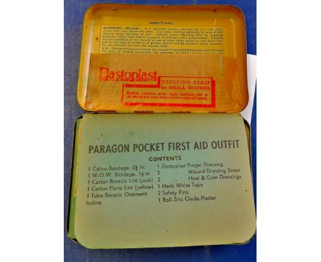Pocket First Aid Kit Tin  By Paragon and contents.  Inspection necessary.  Sold as seen.