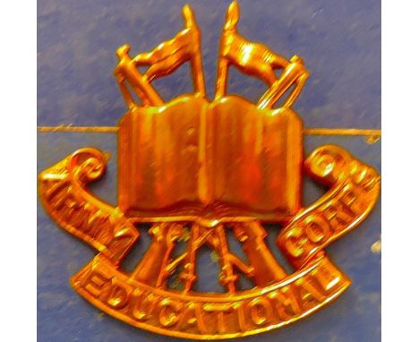 Army Education Corps Cap Badge, early version made from brass.