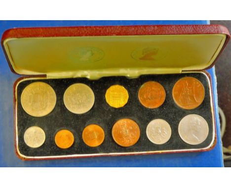 Great Britain - 1967-1971 (11)  Last Sterling First Decimal set in gold printed case.  Grades VF to EF.
