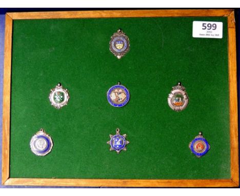 Football - Vintage 1930's Silver Sporting Badges (7)  Nice enamelling.