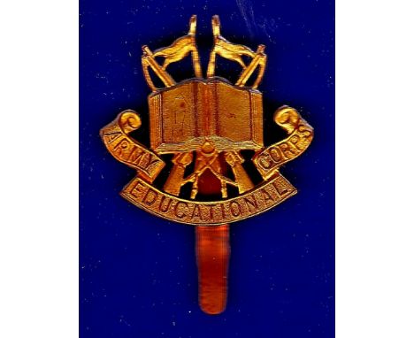 Cap badge Army Educational Corps 1927-1946 brass slide fastening K & K 1056